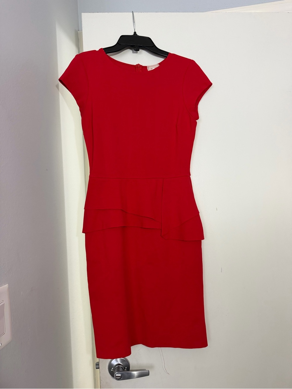 love...ady Red Cap Sleeve Peplum Midi Dress